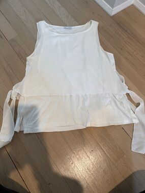 Zara White Tie-Side Sleeveless Tank